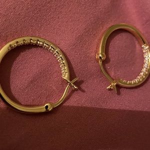 Reign Half Pave Hoops - Sterling Silver 18K Yellow Gold Plated.